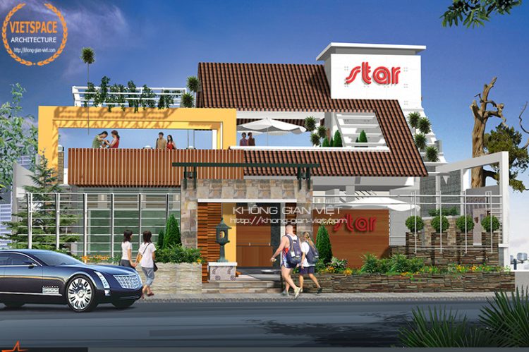 Thiết kế quán cafe văn phòng sân vườn đẹp - Star