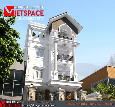 Tổng thể kiến trúc biệt thự phố 3 tầng