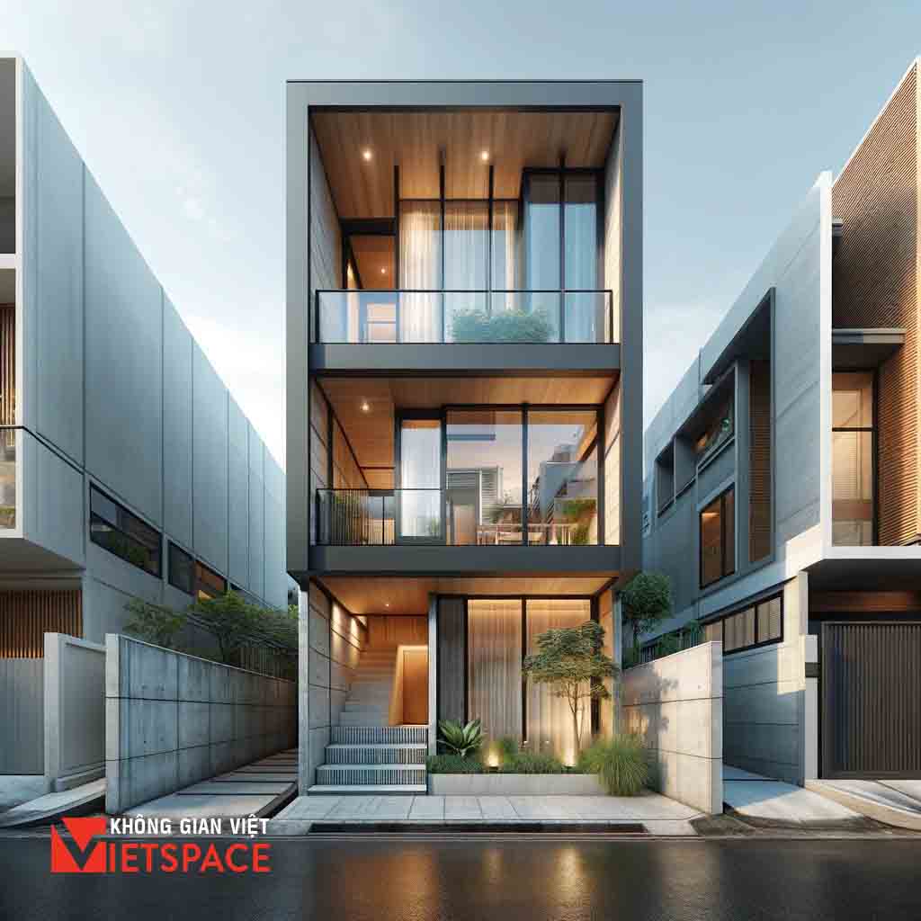 thiết kế nhà phố phong cách hiện địa không gian việt