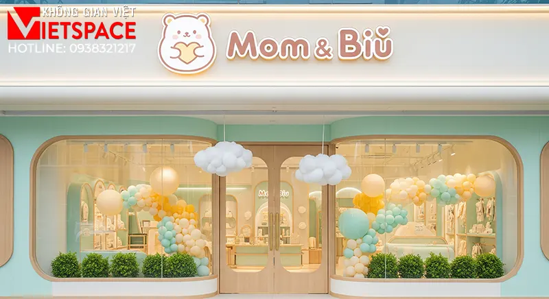 thiết kế shop mẹ và bé Mom & Biu 1