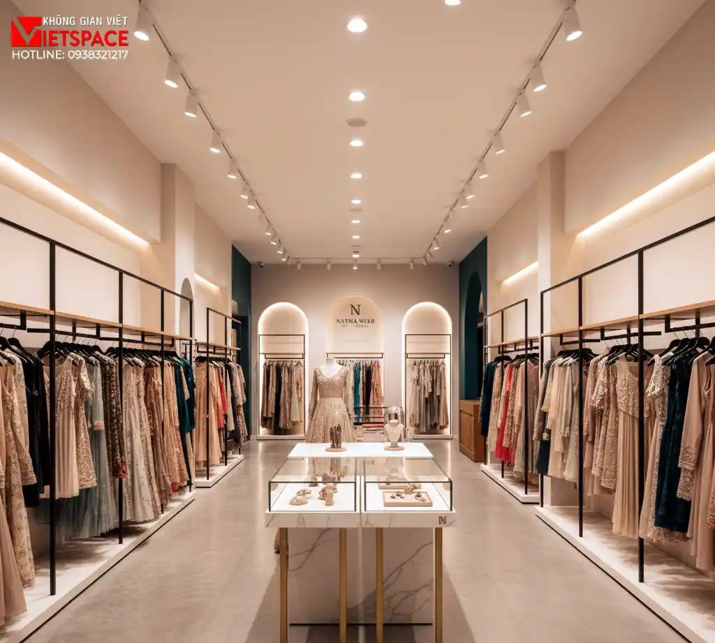 thiết kế cửa hàng thời trang nayra wear _9