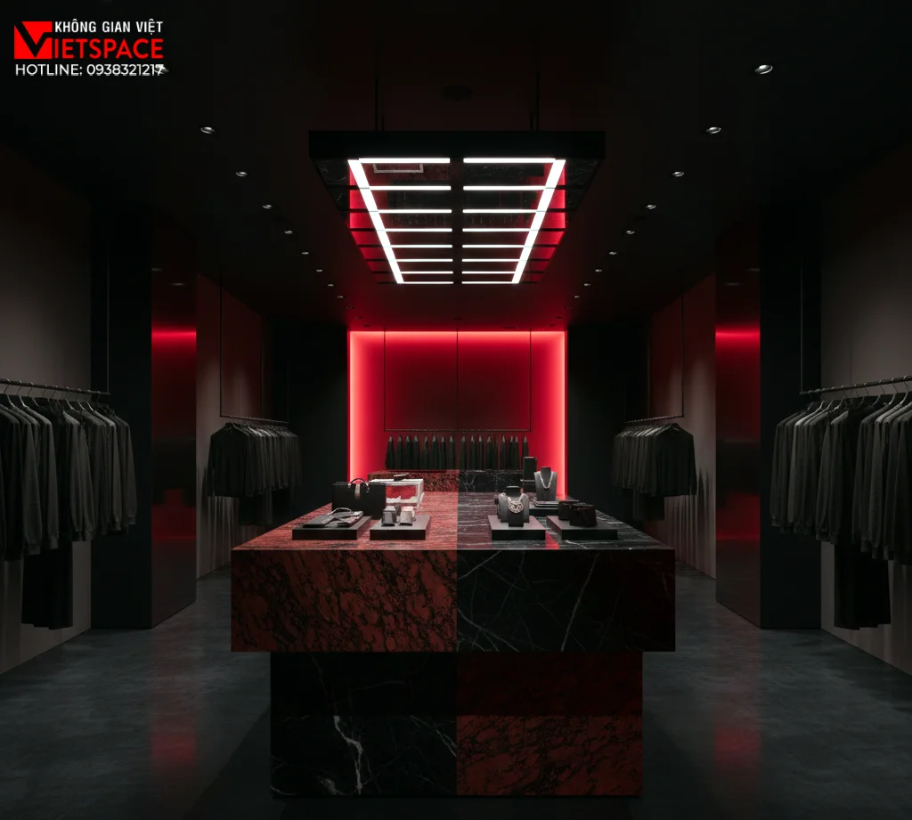 thiết kế cửa hàng thời trang crimson contrast _4