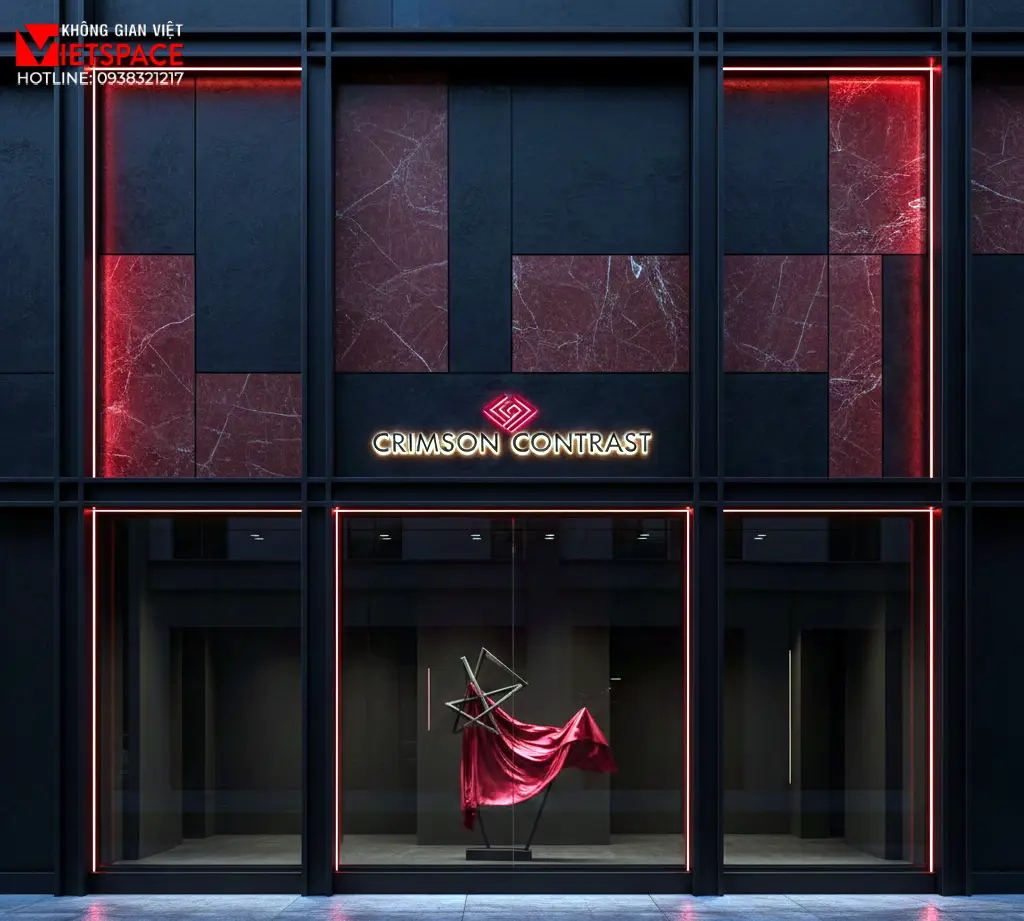 thiết kế cửa hàng thời trang crimson contrast _2