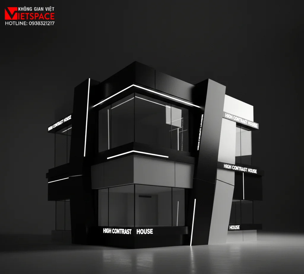 thiết kế cửa hàng thời trang high contrast house _2