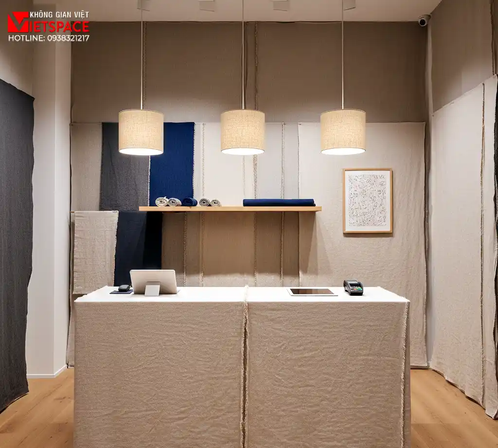 thiết kế cửa hàng thời trang exposed fabric _6