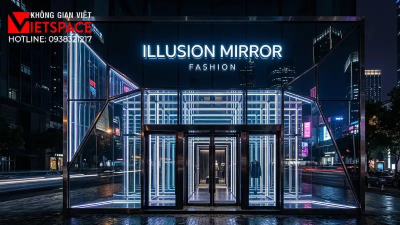 thiết kế cửa hàng thời trang illusion mirror _9