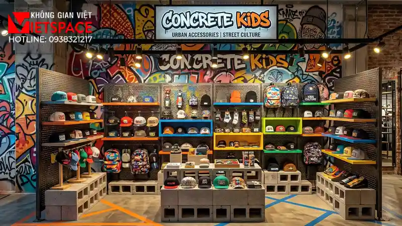 thiết kế cửa hàng thời trang concrete kids _3