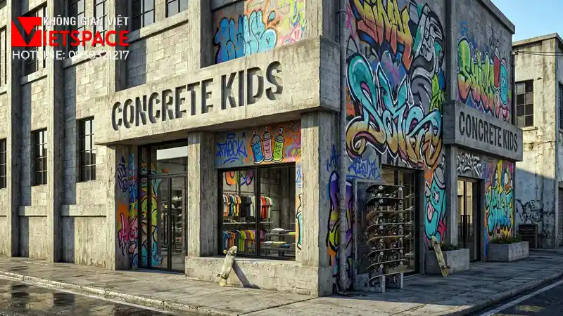 thiết kế cửa hàng thời trang concrete kids _1