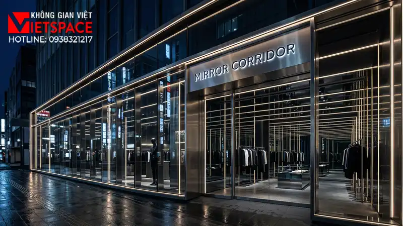 thiết kế cửa hàng thời trang mirror corridor _2
