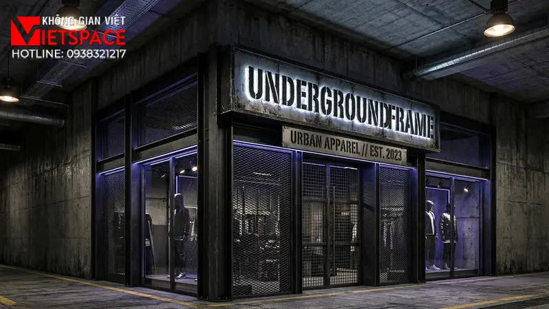 thiết kế cửa hàng thời trang underground frame _2
