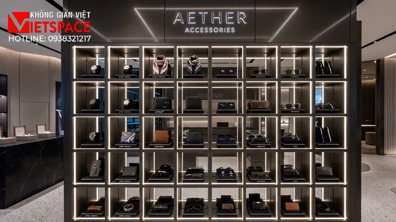 thiết kế cửa hàng thời trang reflective grid _3