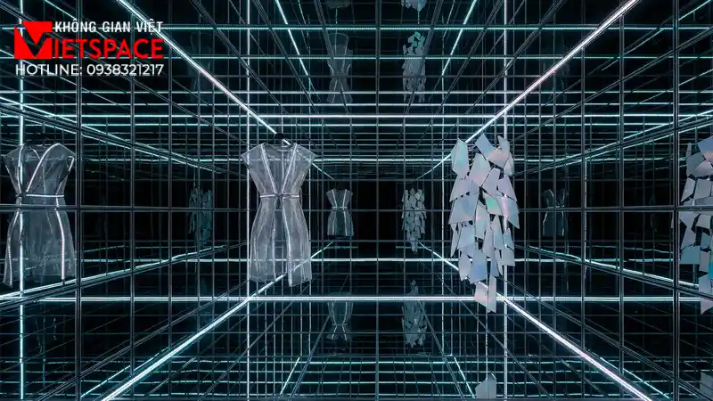 thiết kế cửa hàng thời trang reflective grid _8