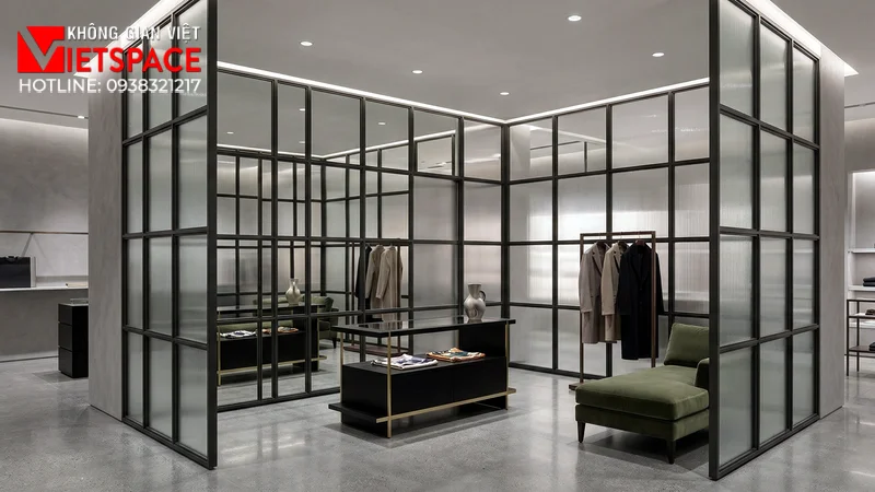 thiết kế cửa hàng thời trang reflective grid _10