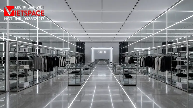 thiết kế cửa hàng thời trang reflective grid _13