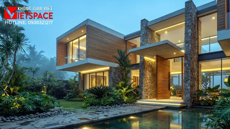 mẫu thiết kế nhà phố do Không Gian Việt thực hiện 2