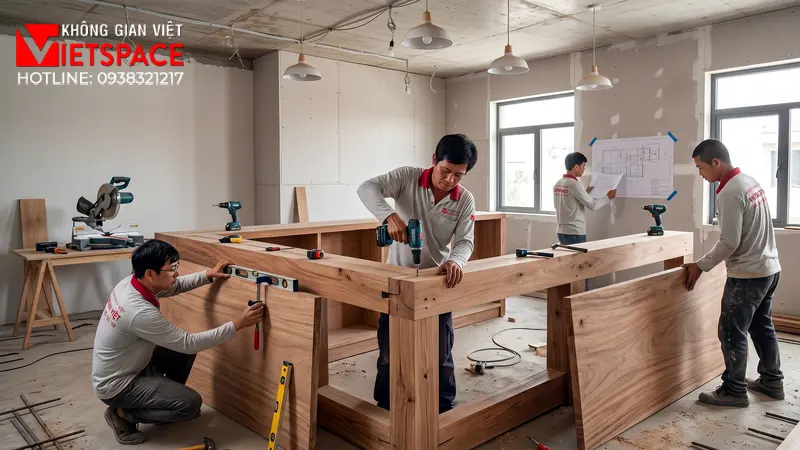 đội ngũ công nhân thiết kế thi công nội thất