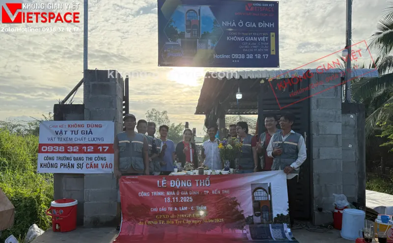 cúng khởi công công trình Không Gian Việt Thiết kế