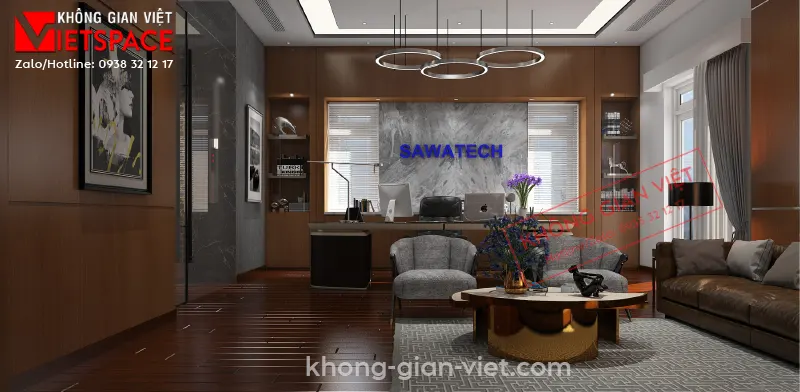 thiet ke noi that phong giam doc thiết kế nội thất phòng Giám đốc công ty Sawatech