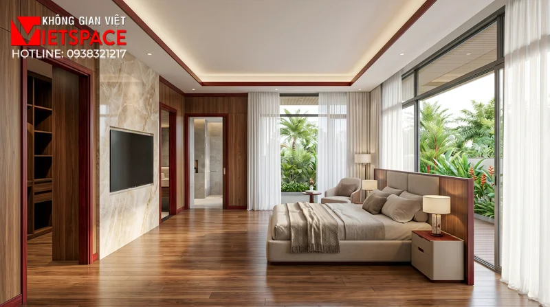 Mẫu Biệt Thự 2 Tầng Hiện Đại Mái Bằng Sang Trọng Tại TPHCM 07 Không gian Nội thất Phòng ngủ Biệt Thự
