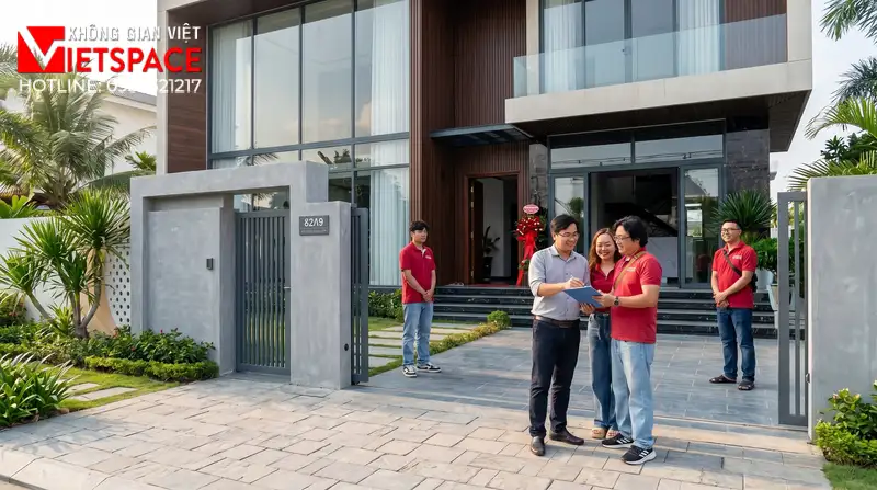 Mẫu Biệt Thự 2 Tầng Hiện Đại Mái Bằng Sang Trọng Tại TPHCM 08 Bàn giao Biệt Thự cho khách hàng