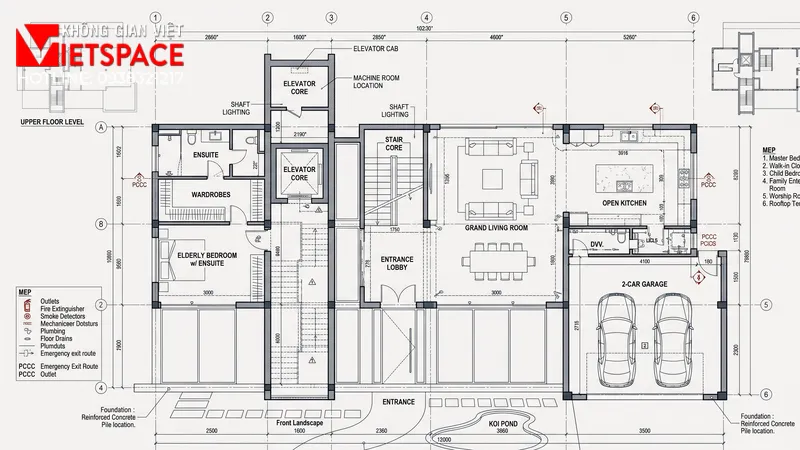 Mẫu Biệt Thự 4 Tầng Hiện Đại Tích Hợp Thang Máy Tiện Nghi 04 Bản vẽ công năng 2D Mặt bằng Biệt Thự