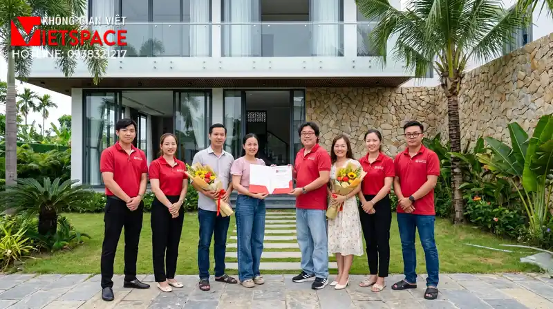 Mẫu Biệt Thự 4 Tầng Hiện Đại Tích Hợp Thang Máy Tiện Nghi 08 Bàn giao Biệt Thự cho khách hàng