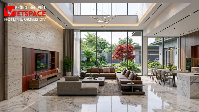 Dự Án Biệt Thự Chữ L Hiện Đại 2 Tầng Tối Ưu Diện Tích Đất 06 Không gian Nội thất Phòng Khách Biệt Thự