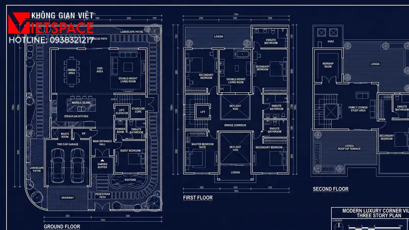 Chiêm Ngưỡng Mẫu Biệt Thự Hiện Đại 2 Mặt Tiền Đẳng Cấp 04 Bản vẽ công năng 2D Mặt bằng Biệt Thự