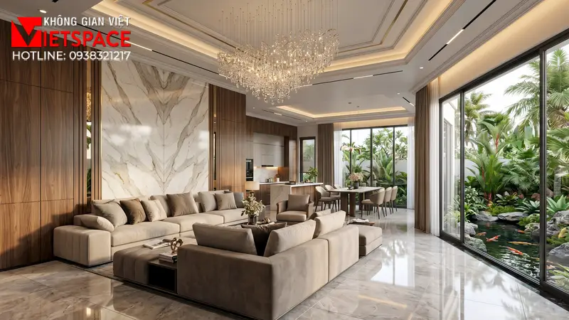 Chiêm Ngưỡng Mẫu Biệt Thự Hiện Đại 2 Mặt Tiền Đẳng Cấp 06 Không gian Nội thất Phòng Khách Biệt Thự