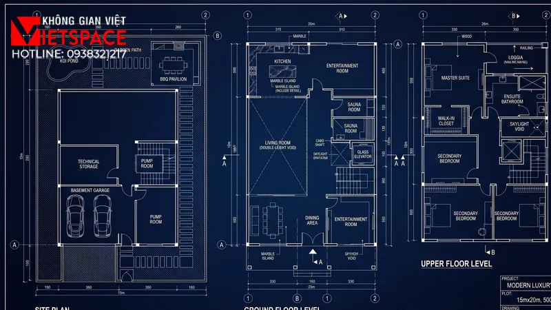 Bản Vẽ Thiết Kế Biệt Thự Hiện Đại 500m2 Có Tầng Hầm Siêu Xe 04 Bản vẽ công năng 2D Mặt bằng Biệt Thự