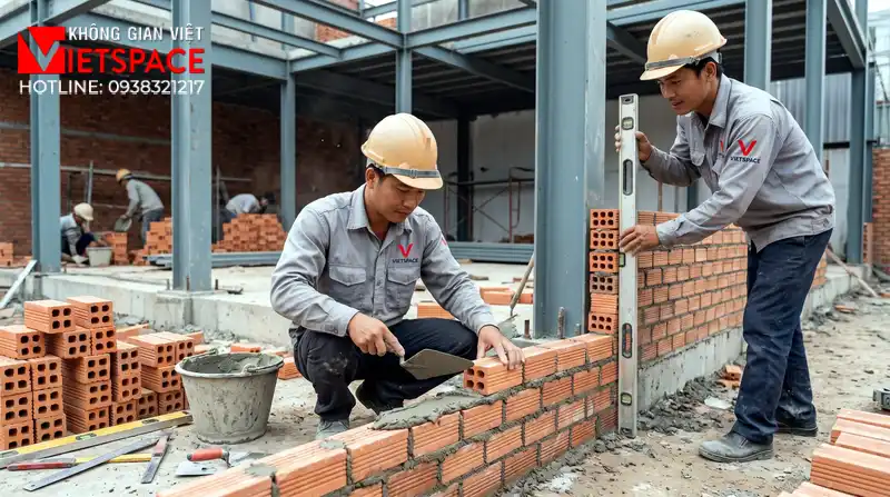 Bản Vẽ Thiết Kế Biệt Thự Hiện Đại 500m2 Có Tầng Hầm Siêu Xe 09 Thi công đổ bê tông móng và xây tường bao cho biệt thự