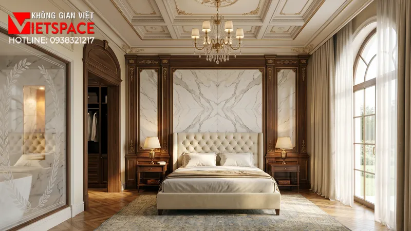 Thiết Kế Lâu Đài Tân Cổ Điển 4 Tầng Mái Mansard Quyền Lực 07 Không gian Nội thất Phòng ngủ Biệt Thự