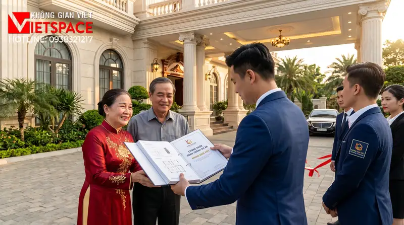 Mẫu Biệt Thự Tân Cổ Điển 3 Tầng Kiểu Pháp Sang Trọng 08 Bàn giao Biệt Thự cho khách hàng