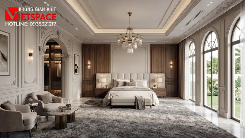 Top Bản Vẽ Mặt Tiền Biệt Thự Tân Cổ Điển Khẳng Định Vị Thế 07 Không gian Nội thất Phòng ngủ Biệt Thự