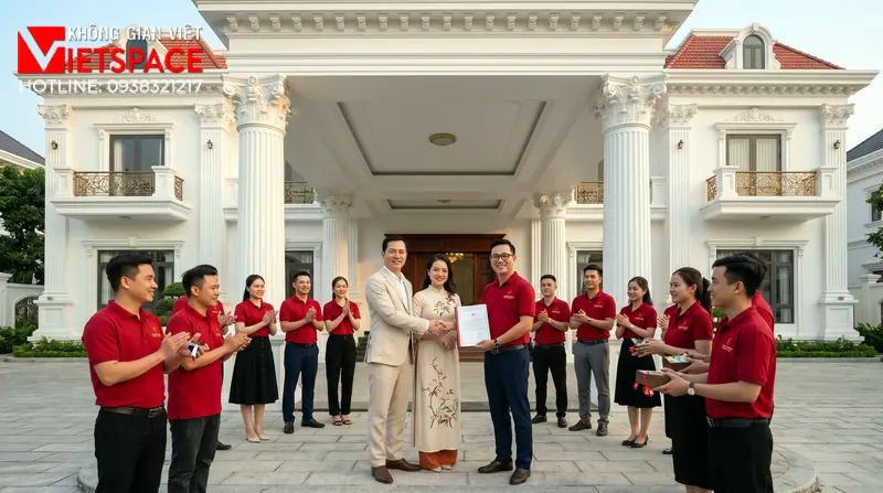 Top Bản Vẽ Mặt Tiền Biệt Thự Tân Cổ Điển Khẳng Định Vị Thế 08 Bàn giao Biệt Thự cho khách hàng