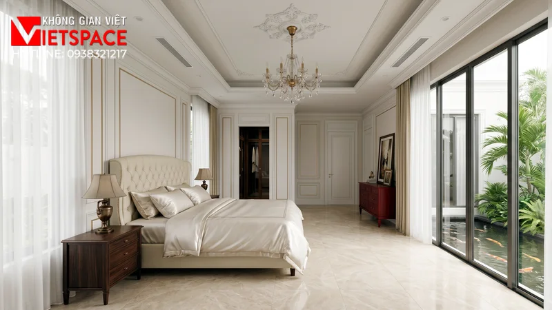 Mẫu Biệt Thự Tân Cổ Điển 1 Tầng 4 Phòng Ngủ Rộng Rãi 07 Không gian Nội thất Phòng ngủ Biệt Thự