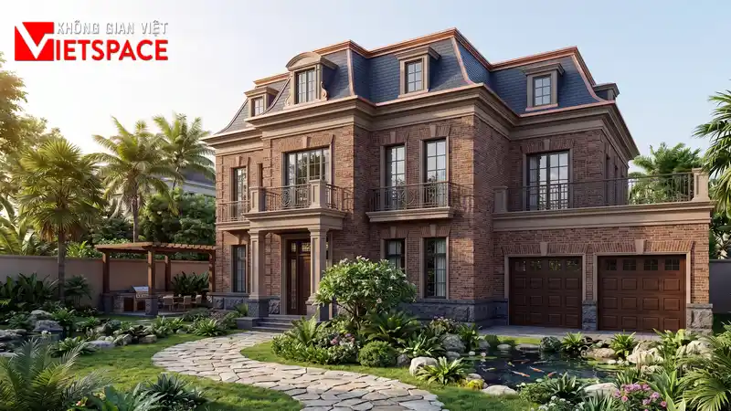 Thiết Kế Biệt Thự Kiểu Anh Tinh Tế, Thanh Lịch Và Sang Trọng 01 Phối cảnh 3D ngoại thất ban ngày Biệt Thự