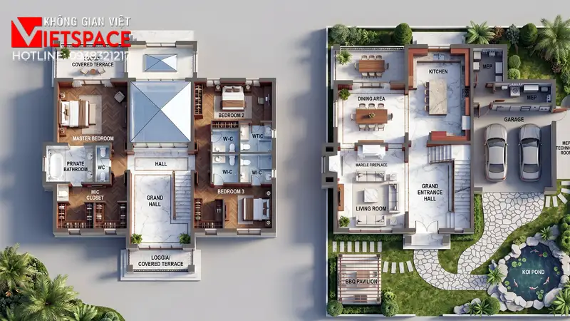 Thiết Kế Biệt Thự Kiểu Anh Tinh Tế, Thanh Lịch Và Sang Trọng 05 Bản vẽ 3D Isometric Biệt Thự