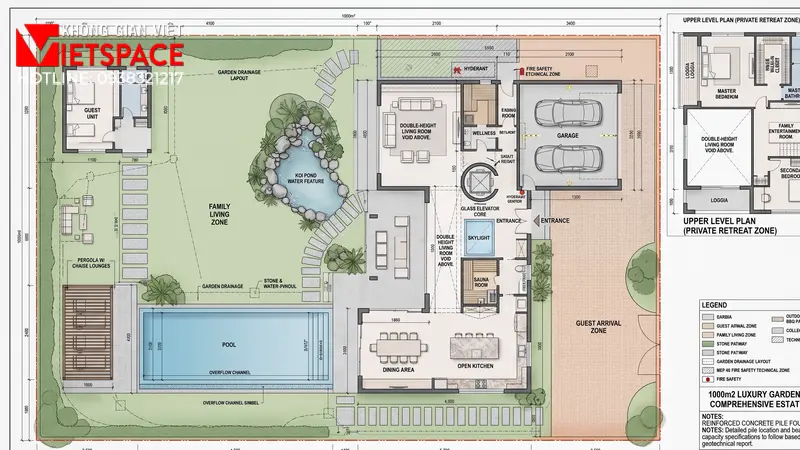 Dự Án Biệt Thự Sân Vườn 1000m2 Cảnh Quan Đỉnh Cao Tại TPHCM 04 Bản vẽ công năng 2D Mặt bằng Biệt Thự