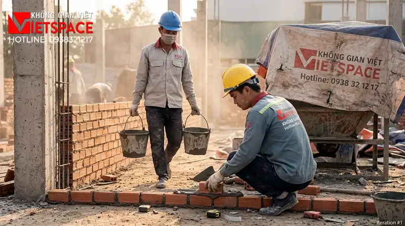 Dự Án Biệt Thự Sân Vườn 1000m2 Cảnh Quan Đỉnh Cao Tại TPHCM 09 Thi công đổ bê tông móng và xây tường bao cho biệt thự