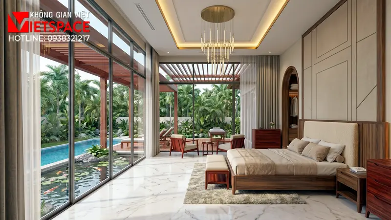 Thiết Kế Biệt Thự Nghỉ Dưỡng Chuẩn Resort Xanh Tại Gia 07 Không gian Nội thất Phòng ngủ Biệt Thự