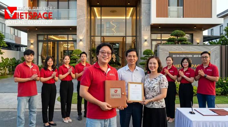 Bản Vẽ Biệt Thự Vườn Cấp 4 Nông Thôn Thanh Bình Và Tiết Kiệm 08 Bàn giao Biệt Thự cho khách hàng