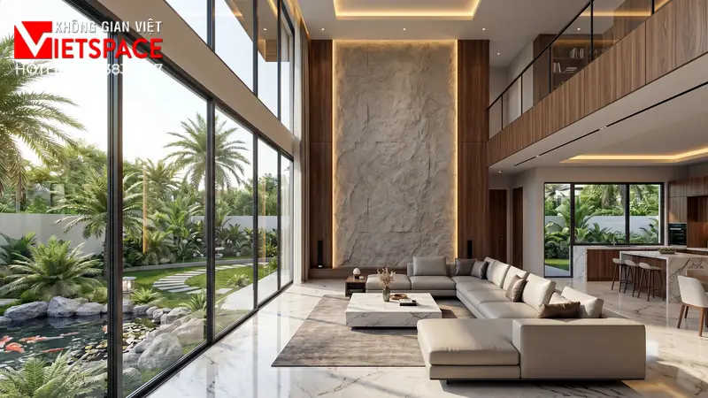 Thiết Kế Biệt Thự Vườn Mái Bằng Hiện Đại Cực Kỳ Thời Thượng 06 Không gian Nội thất Phòng Khách Biệt Thự