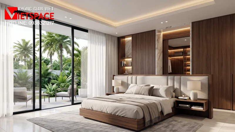 Thiết Kế Biệt Thự Vườn Mái Bằng Hiện Đại Cực Kỳ Thời Thượng 07 Không gian Nội thất Phòng ngủ Biệt Thự