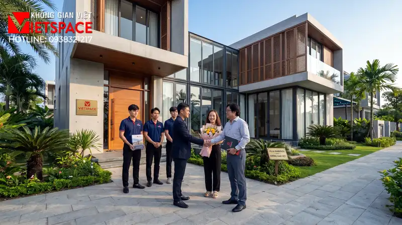 Thiết Kế Biệt Thự Vườn Mái Bằng Hiện Đại Cực Kỳ Thời Thượng 08 Bàn giao Biệt Thự cho khách hàng