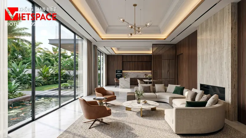 Mẫu Thiết Kế Biệt Thự Vườn 300m2 Không Gian Thoáng Đãng 06 Không gian Nội thất Phòng Khách Biệt Thự