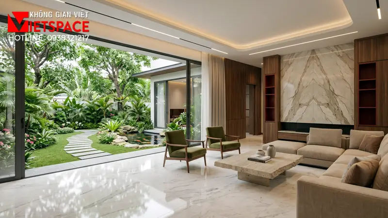 Không Gian Biệt Thự Vườn Trệt Ấm Cúng Cho Gia Đình Đa Thế Hệ 06 Không gian Nội thất Phòng Khách Biệt Thự