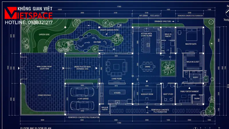 Dự Án Nhà Vườn 500m2 Thiết Kế Chuẩn Phong Thủy Kinh Doanh 04 Bản vẽ công năng 2D Mặt bằng Biệt Thự