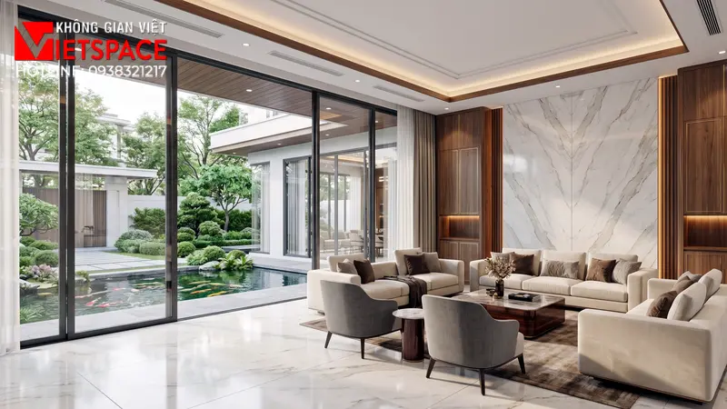 Dự Án Nhà Vườn 500m2 Thiết Kế Chuẩn Phong Thủy Kinh Doanh 06 Không gian Nội thất Phòng Khách Biệt Thự