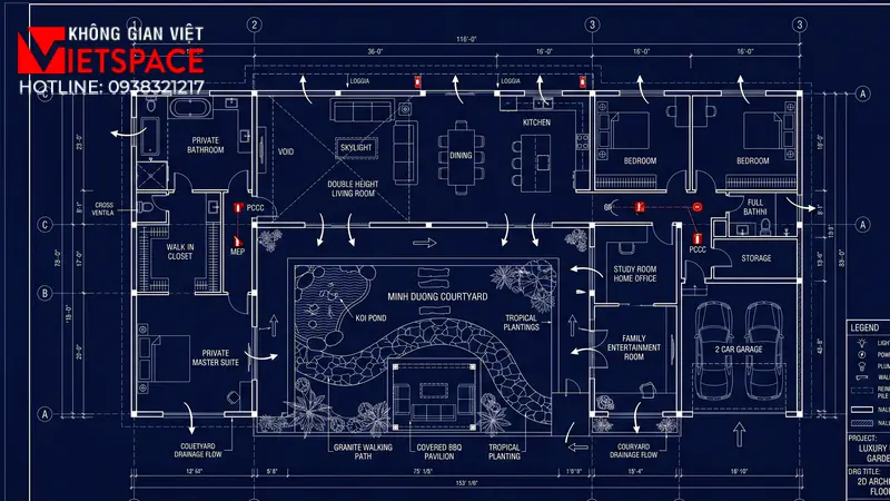Thiết Kế Biệt Thự Nhà Vườn Chữ U Giữ Trọn Sự Riêng Tư 04 Bản vẽ công năng 2D Mặt bằng Biệt Thự